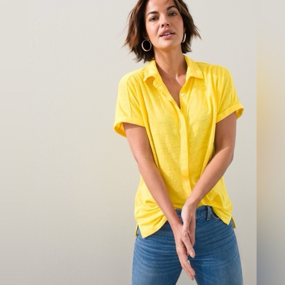 Chico’s Yellow Linen Button Shirt